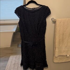 Adrianna Papell Midnight Blue Lace Midi Dress